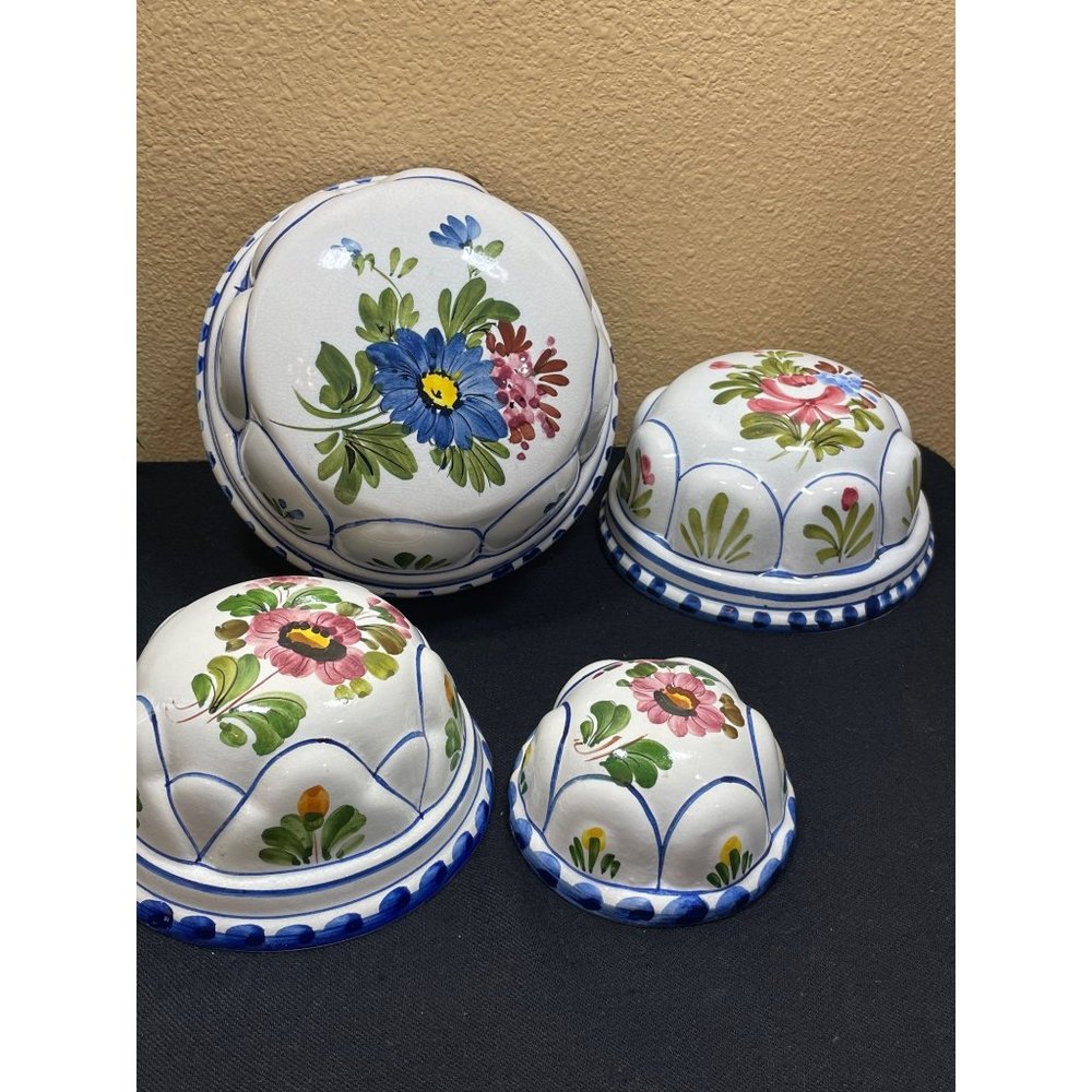 Vintage Bassano Ceramic ABC Floral  Wall Plaques